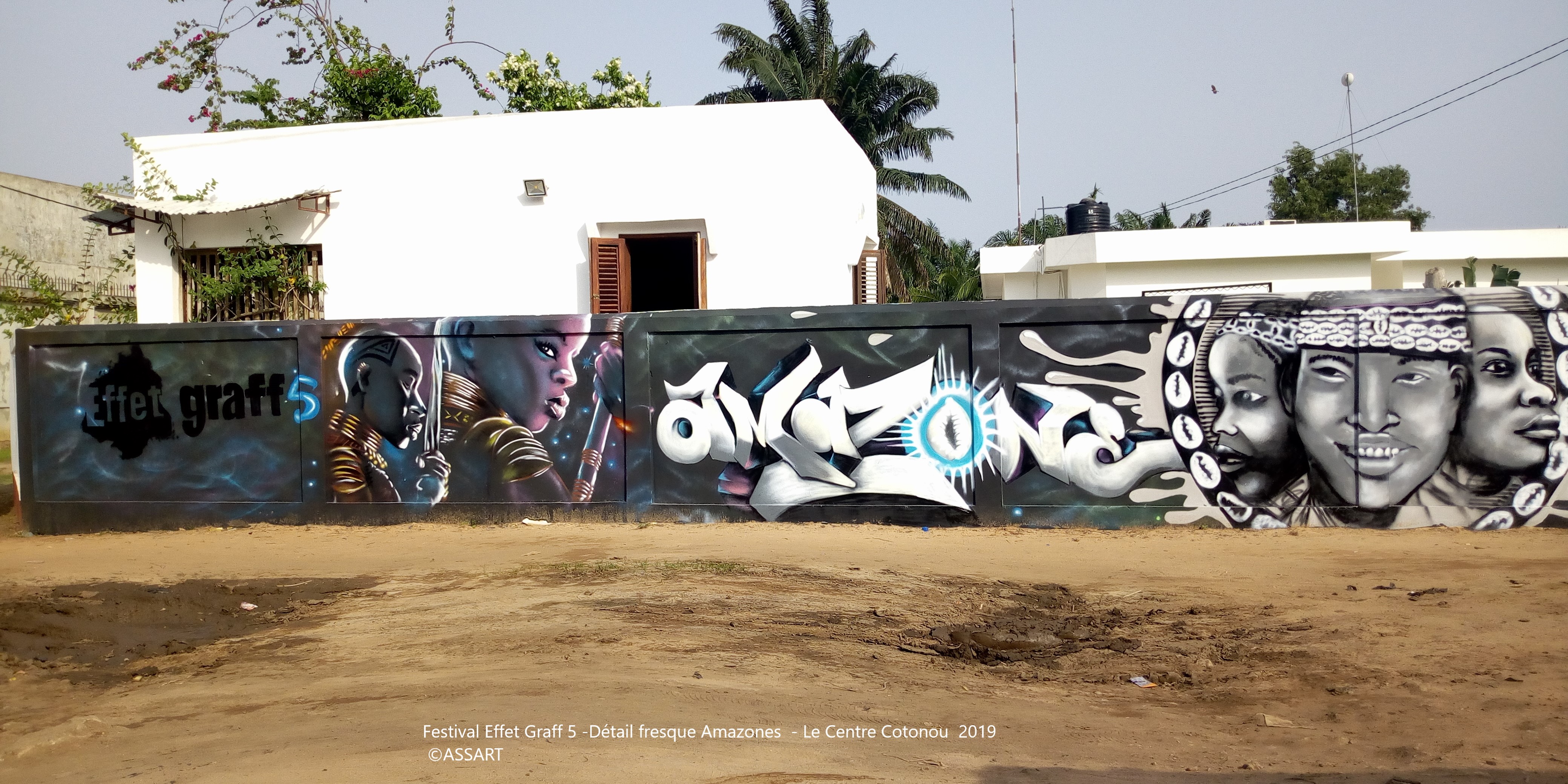 Festival Effet Graff 5 -Détail fresque Amazones - Le Centre Cotonou 2019 -©ASSART