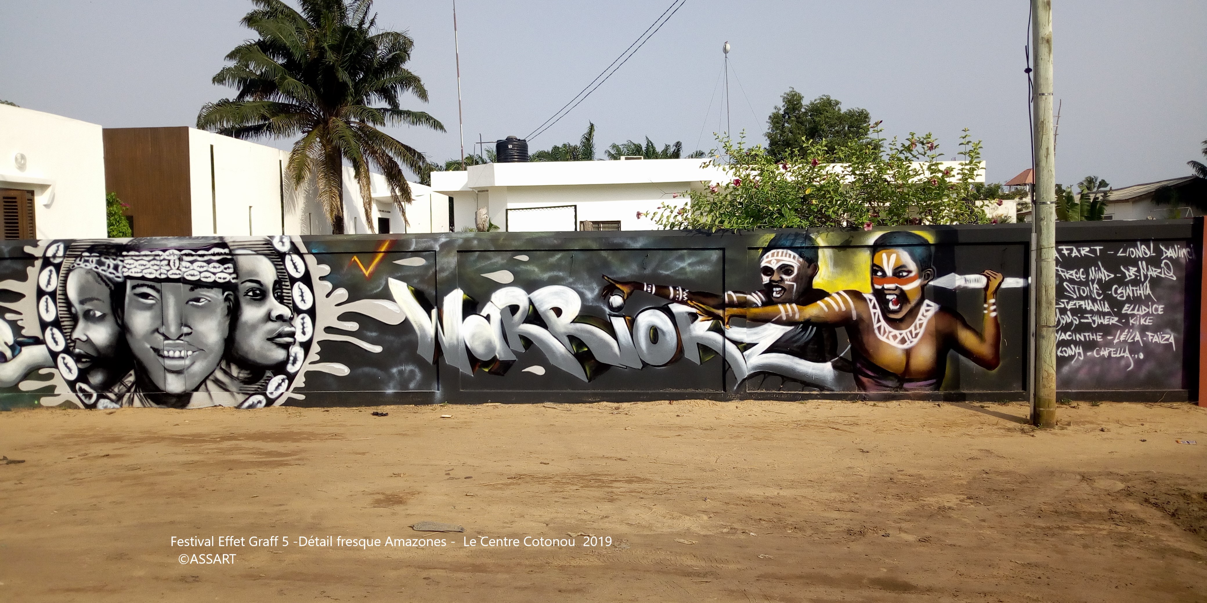 Festival Effet Graff 5 -Détail fresque Amazones - Le Centre Cotonou 2019 - ©ASSART
