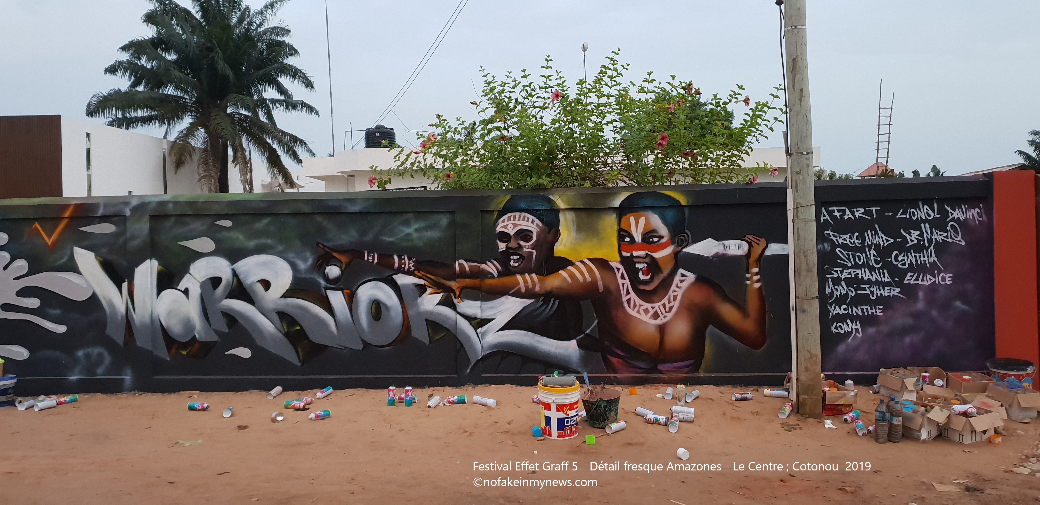 Festival Effet Graff 5 -Détail fresque Amazones - Le Centre Cotonou 2019 - ©nofakeinmynews