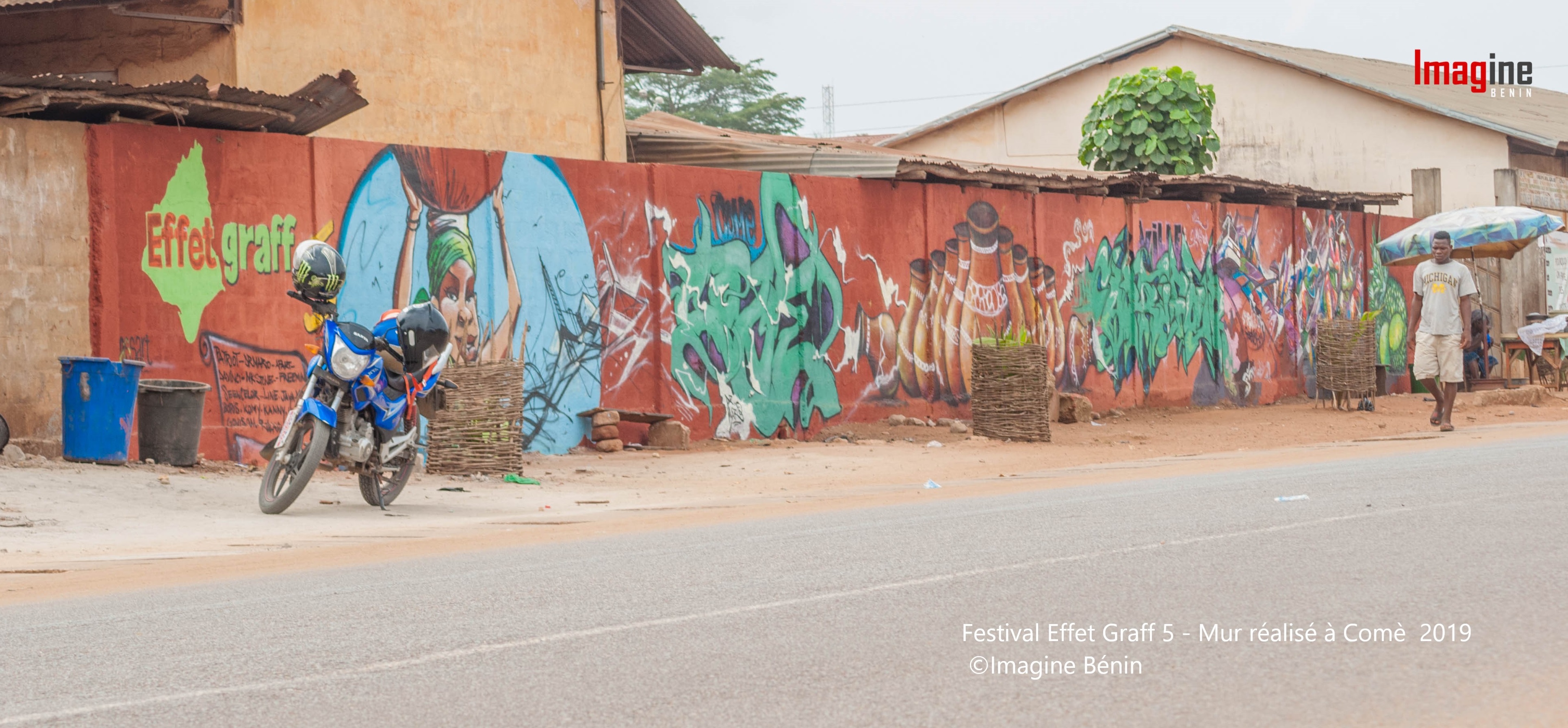 Festival Effet Graff 5 - Mur réalisé à Comè - 2019 - ©Imagine Bénin