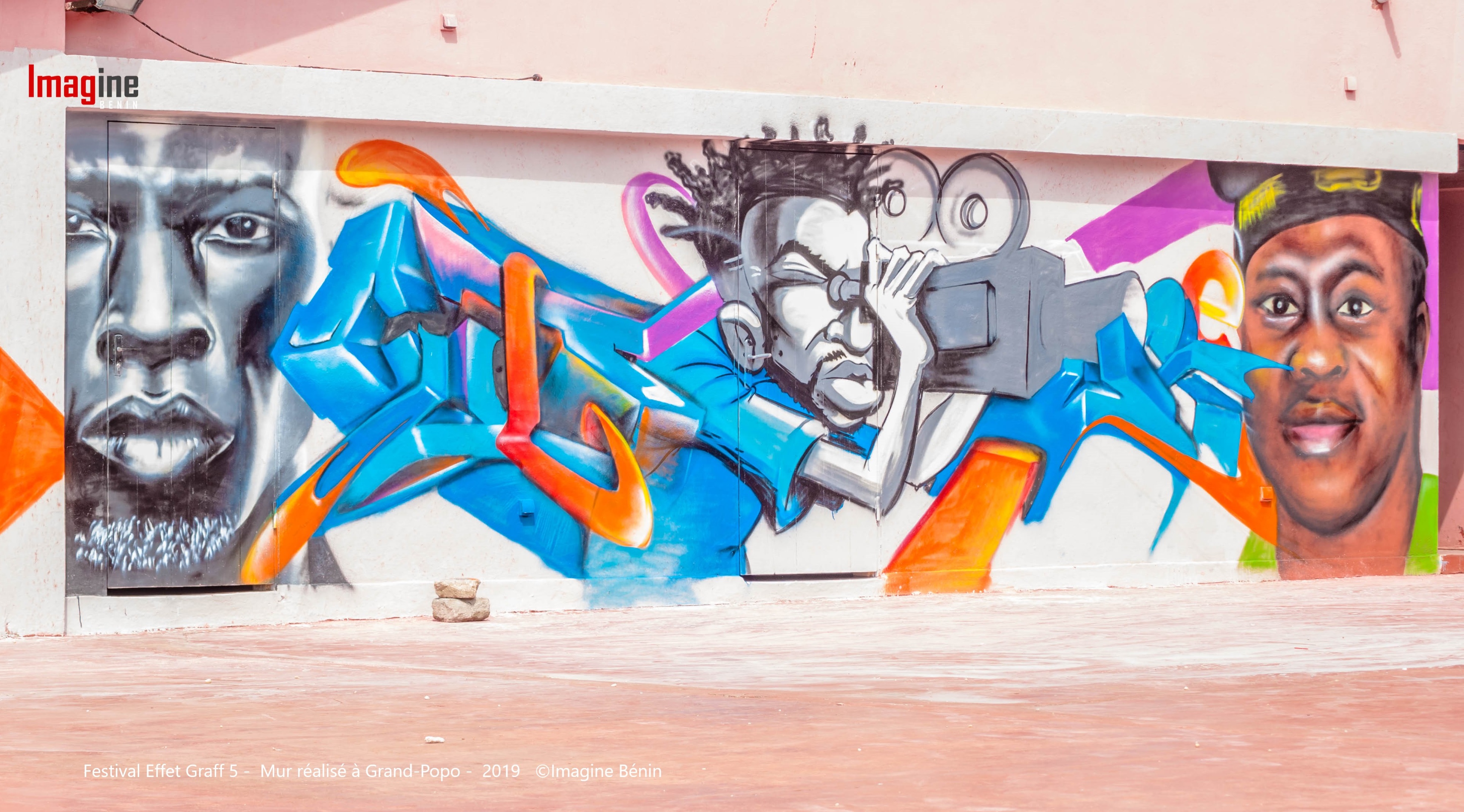 Festival Effet Graff 5 - Mur réalisé à Grand-Popo - 2019 ©Imagine Bénin