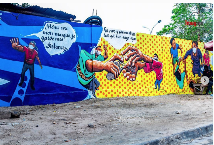 Détail Fresque réalisée par ASSART au Bénin Image issue du compte Instagram @mr__stone