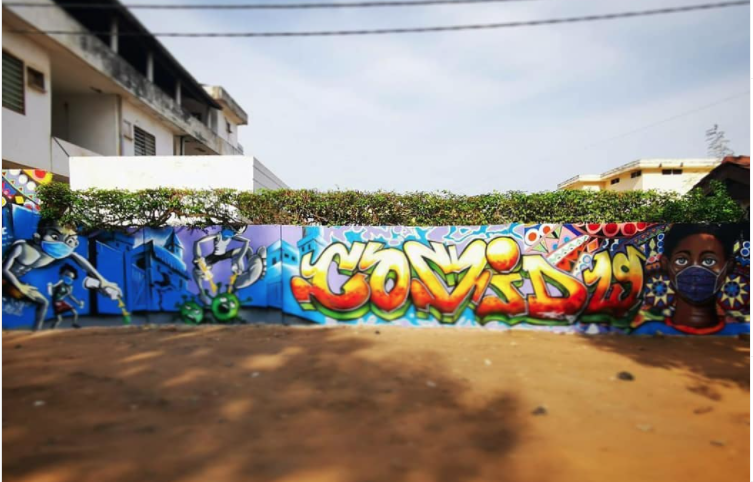 Fresque réalisée par le collectif Logone Graff Crew au Togo . Image issue du compte Instagram @logonegraffcrew